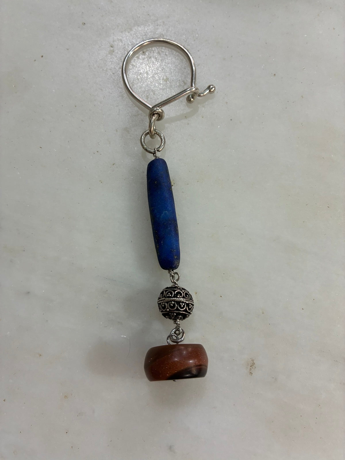 Sterling silver lapis lazuli chrysolite Keyring - Greek keyring