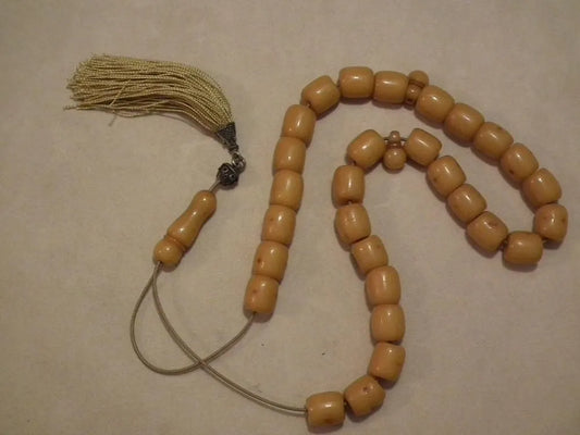 Authentic Vintage Old Mineral Amber Komboloi (ROS-35) - Dinos-Virginia