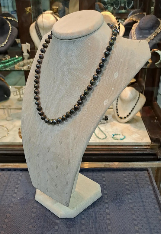 Black Pearl Necklace with gold 18k elements - Dinos-Virginia