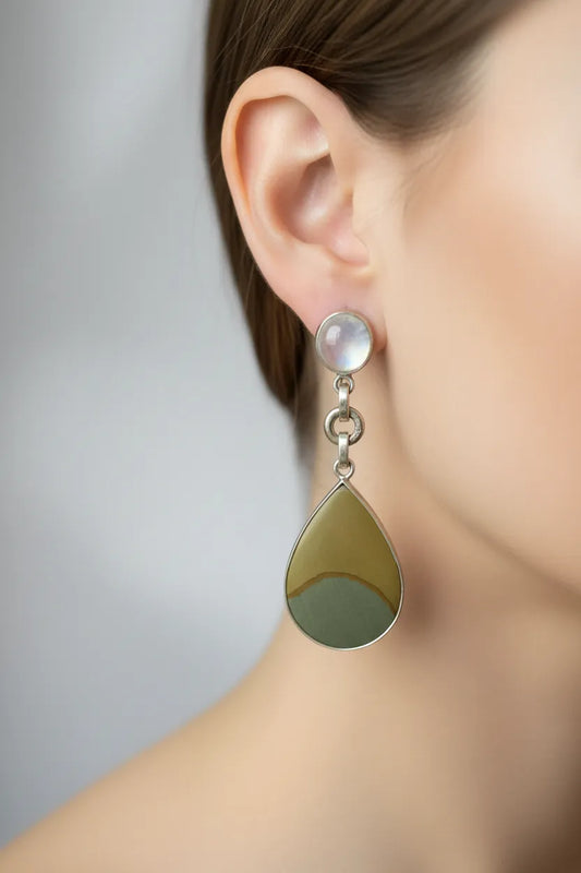 Greek Jewelry, Sterling silver Earrings, Solid silver Earrings, Greek Earrings, Moonstone Earrings, Jasper Earrings