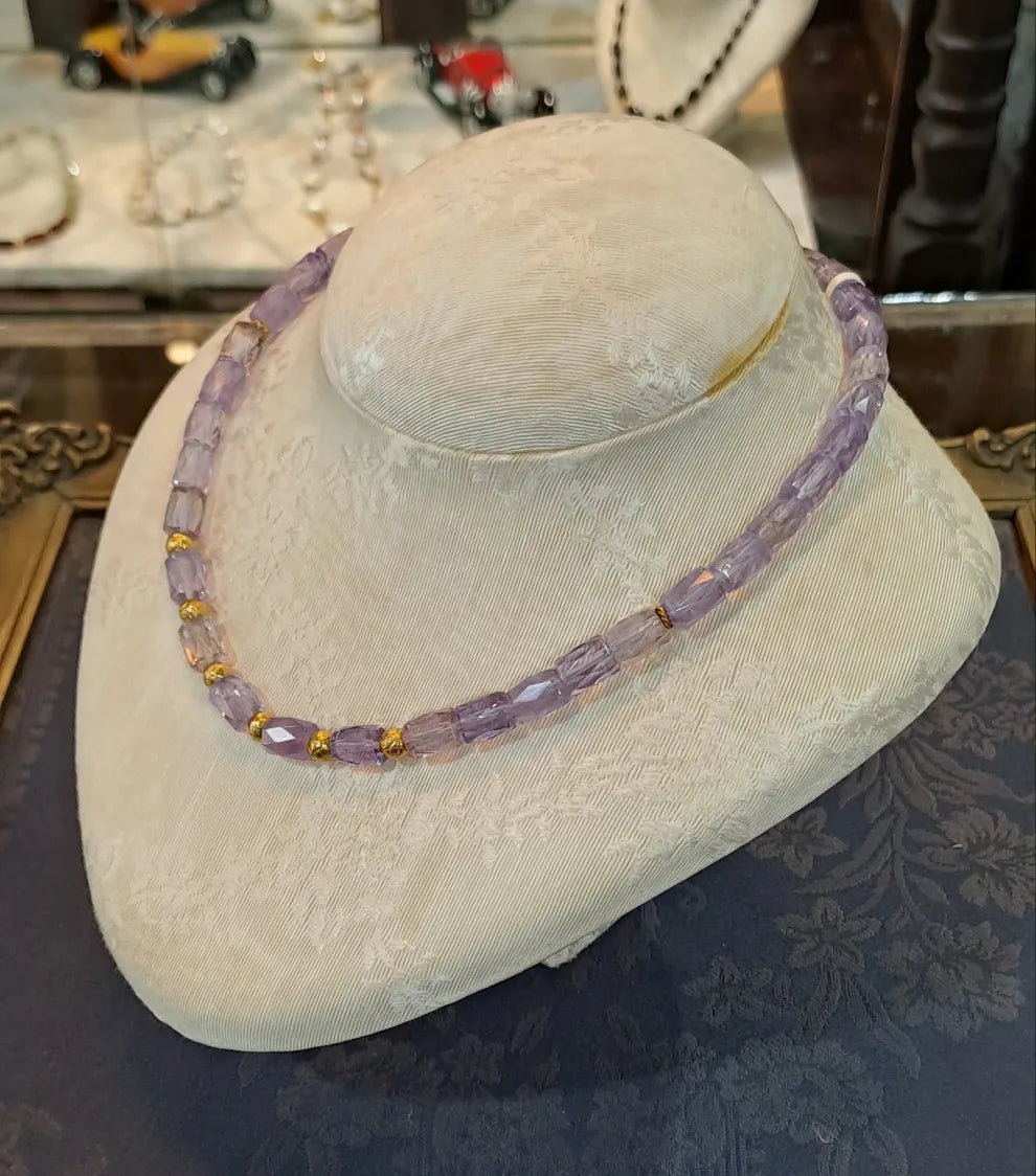 Necklace in 18k Gold with Amethyst - Dinos-Virginia
