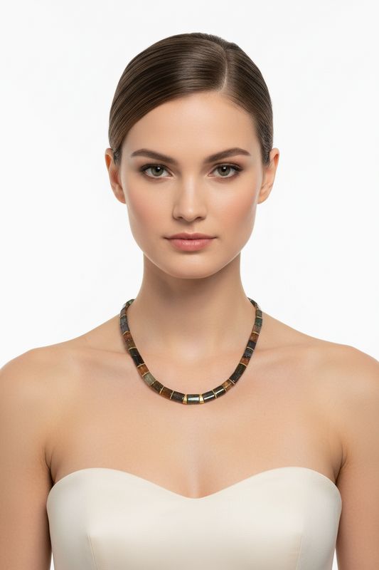 Necklace in 18k gold and multi color tourmalines (PE-104)