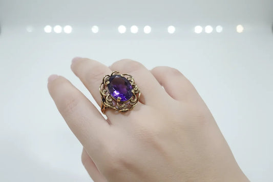 Ring in 14k Gold with amethyst (B-53)