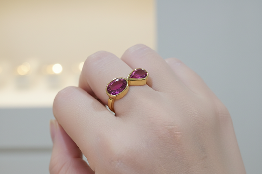 Ring in 18k Gold with Pink Tourmalines stones 3.55 c. (B-68)