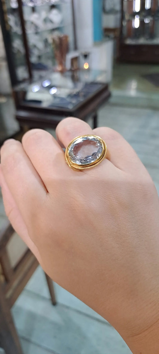 Ring in 18k Gold with selenite 7 c. stone (B-55) - Dinos-Virginia