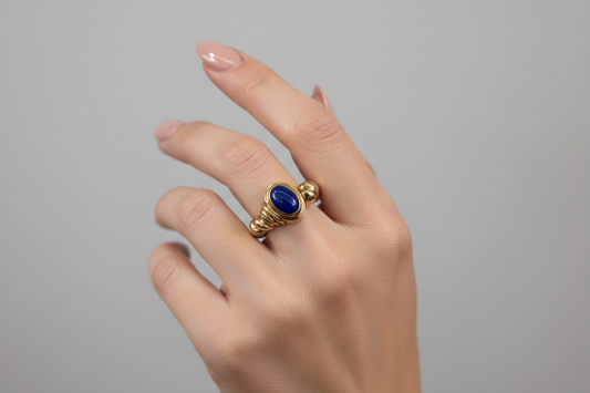 Ring in 18k gold with Lapis (B-150) - Dinos Virginia Jewelry