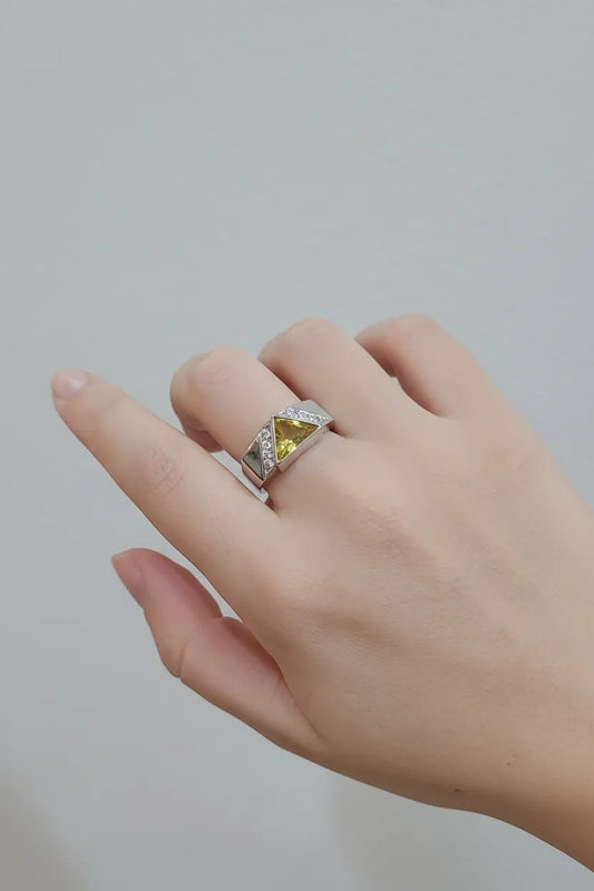 Ring in White Gold 18k.with Citrine and Brilliants 0.28c (B-75)