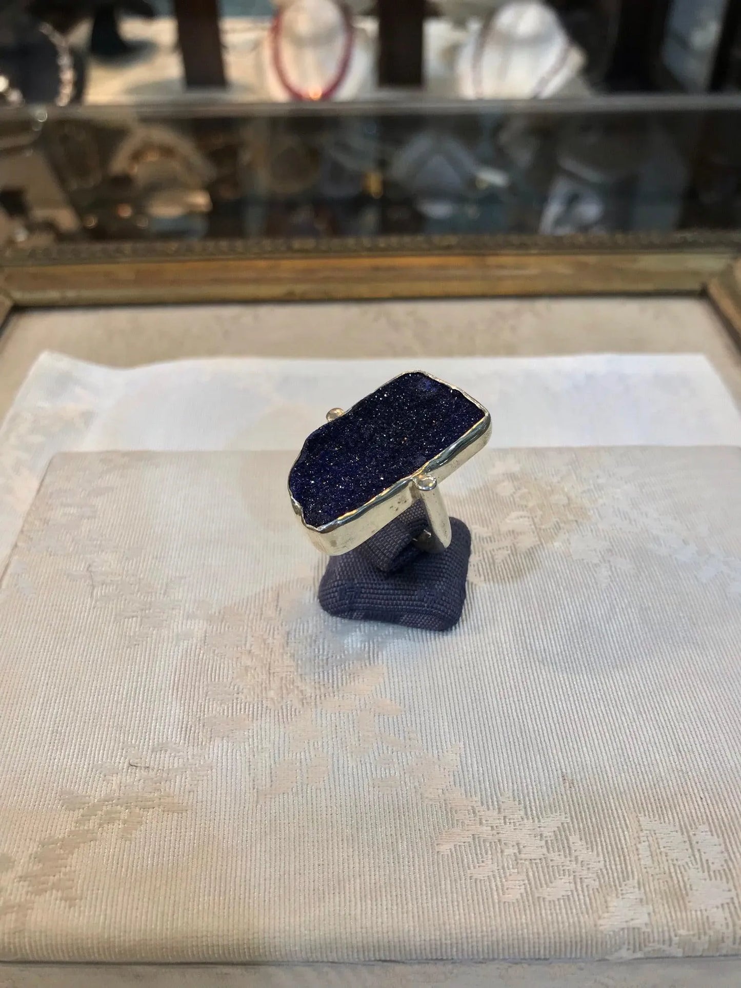 Silver Ring with a raw calcite stone, Sterling silver ring, Vintage Jewelry, Handmade ring, Greek Jewelry - Dinos-Virginia