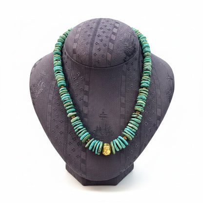 Necklace with turquoise stones and 18k gold elements