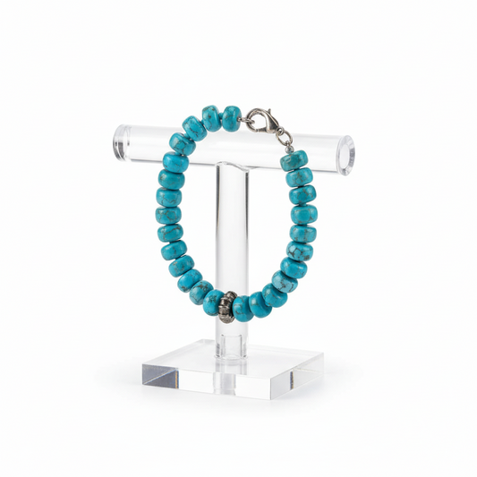 Arizona turquoise and silver bracelet, Sterling silver bracelet, Vintage Jewelry, Handmade bracelet, Greek Jewelry (C-08)