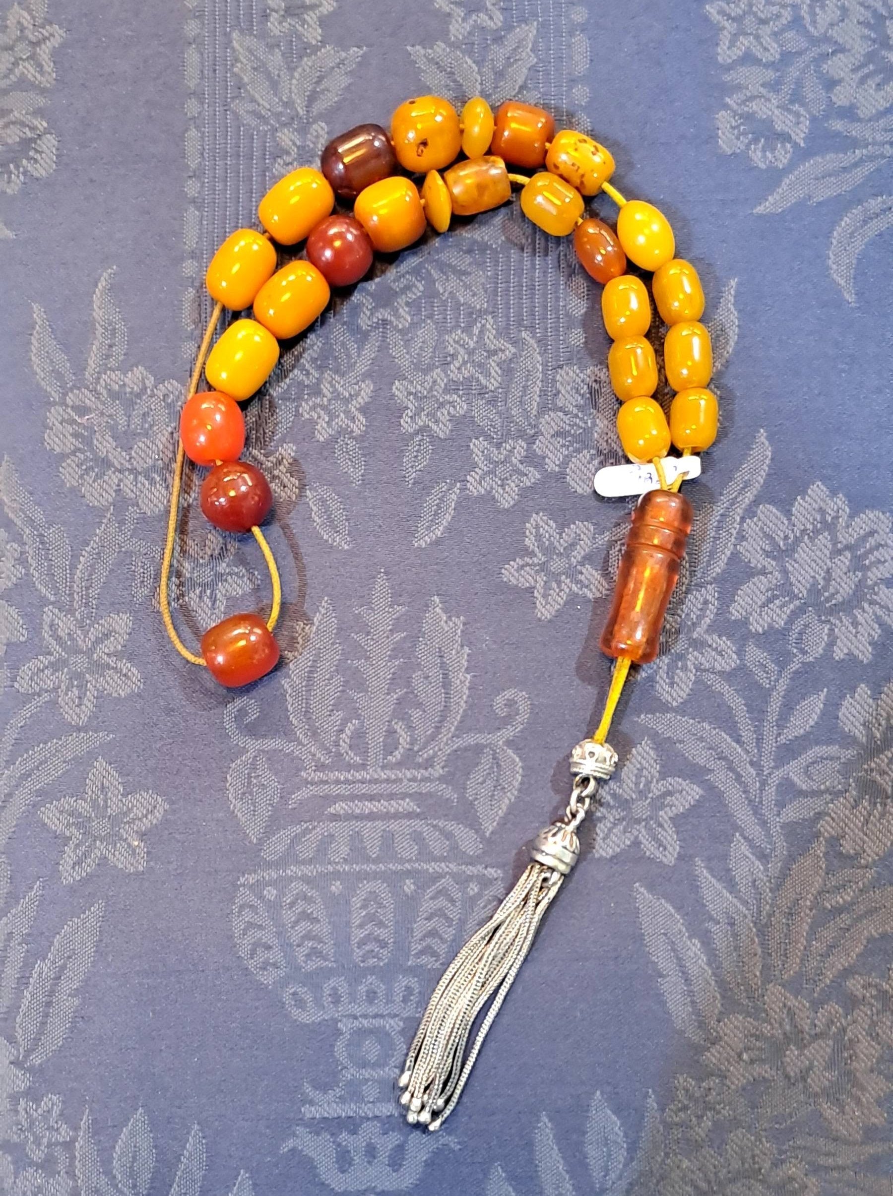 Authentic Old Amber Komboloi (Old Amber Rosary) (ROS-40) - Dinos-Virginia