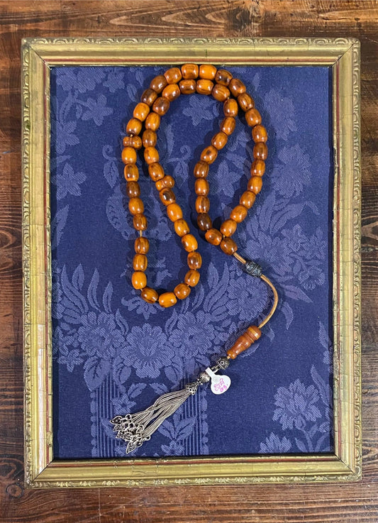 Authentic Vintage Amber Old Gum Komboloi (ROS-31) - Dinos-Virginia