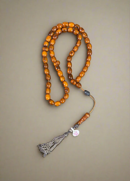 Authentic Vintage Amber Old Gum Komboloi (ROS-31) - Dinos-Virginia