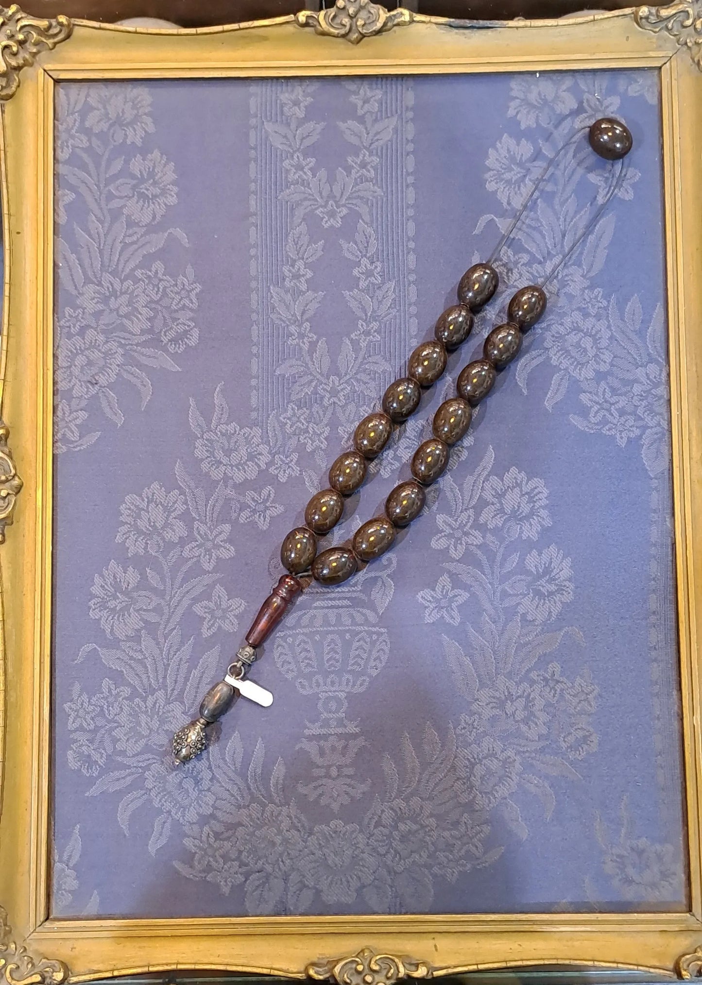 Authentic Vintage Gagatis Black Amber Komboloi, Rare (ROS-25)