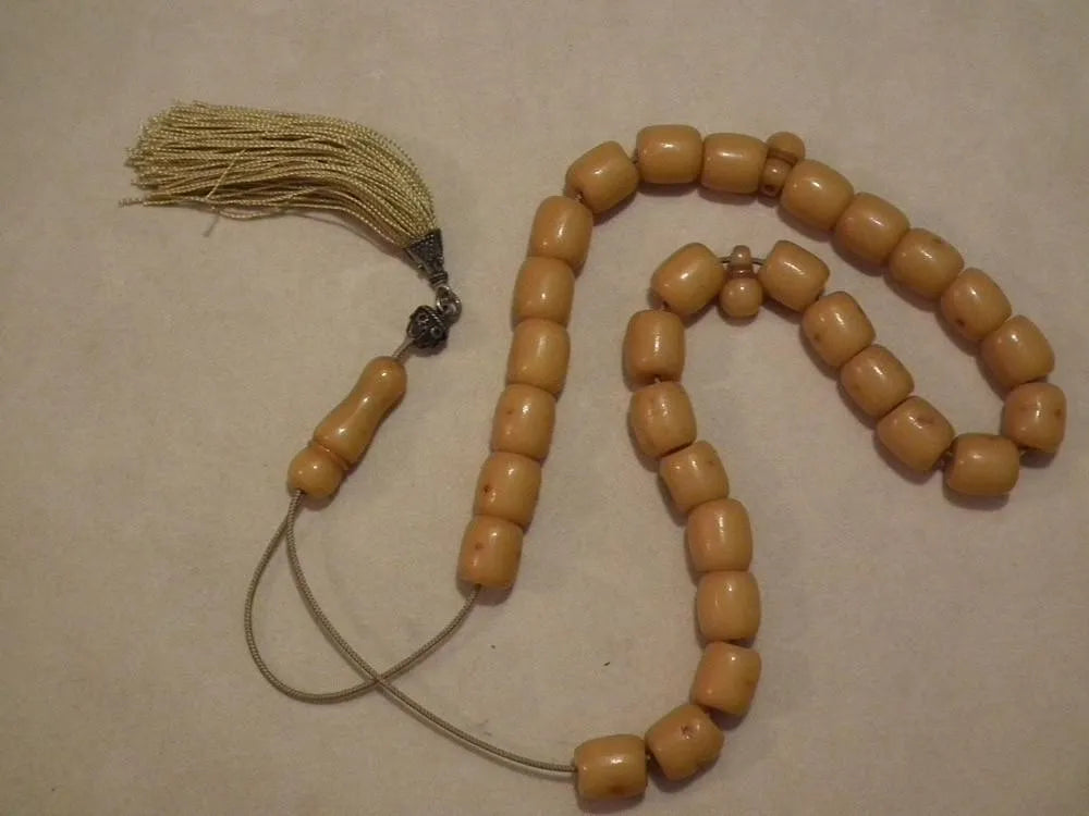 Authentic Vintage Old Mineral Amber Komboloi (ROS-35) - Dinos-Virginia