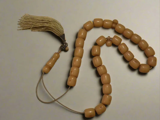 Authentic Vintage Old Mineral Amber Komboloi (ROS-35) - Dinos-Virginia