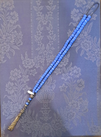 Authentic Vintage old Opal Blue crystal komboloi (ROS-38) - Dinos-Virginia