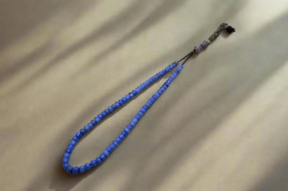 Authentic Vintage old Opal Blue crystal komboloi (ROS-38) - Dinos-Virginia