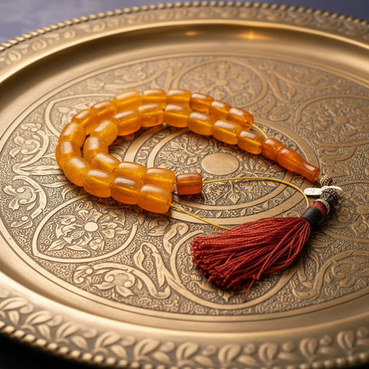 Authentic old amber komboloi (Old Amber Rosary) (ROS-49)