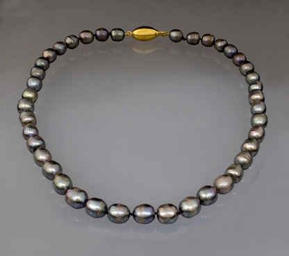 Black Pearl Necklace with gold 18k elements - Dinos-Virginia