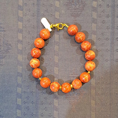 Bracelet in Red Coral Gemstones and 18k gold elements - Dinos-Virginia