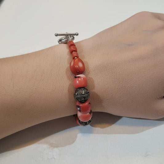 Bracelet in silver 925 with red coral