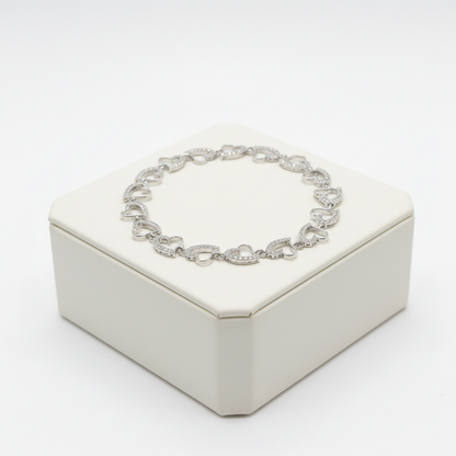Bracelet in white gold, 14k, heart bracelet (C-13)