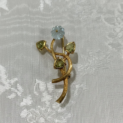 Brooch in 18k gold, Flower brooch