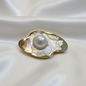 Brooch in 18k gold, Mabe pearl with a Mother of Pearl, centered in 18k gold, one of a kind, handmade - Dinos Virginia Jewelry