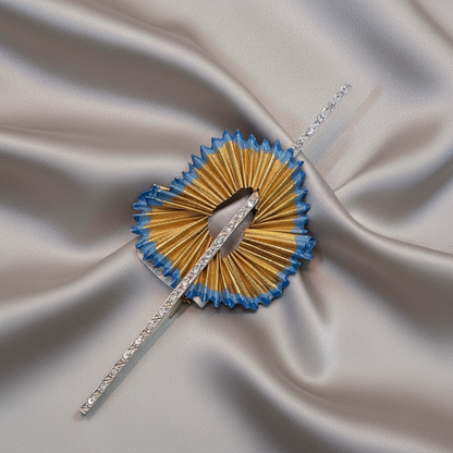 Brooch in 18k gold, white and yellow gold decorated with diamonds, pencil sharpener design brooch - Dinos Virginia Jewelry