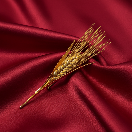 Brooch in 22k gold, handmade brooch, ears of corn brooch design, one of a kind - Dinos Virginia Jewelry