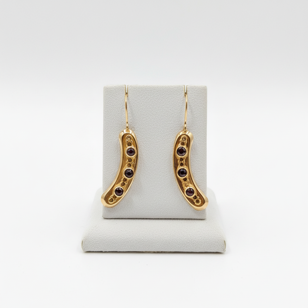 Earrings in 14k gold with Garnet - Dinos Virginia Jewelry