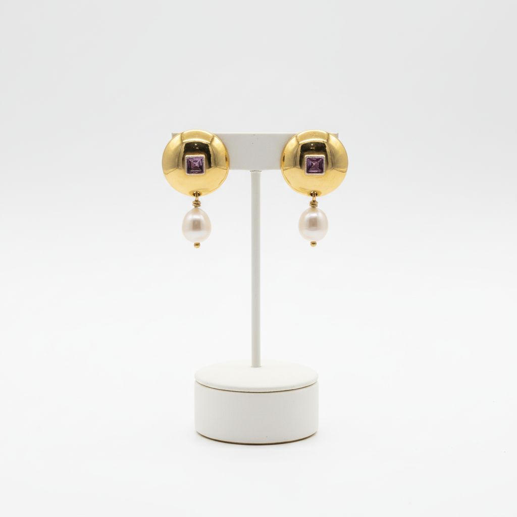 Earrings in 18k gold with a pearl (AG-32)