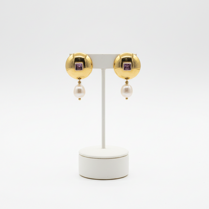 Earrings in 18k gold with a pearl (AG-32)