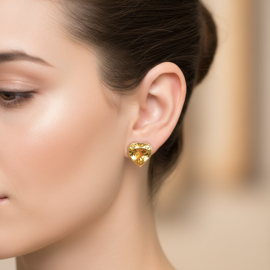 Earrings in 18k gold with citrine stones - Dinos Virginia Jewelry