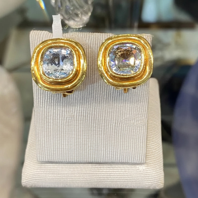Earrings in gold 18k with Aquamarine, faceted
