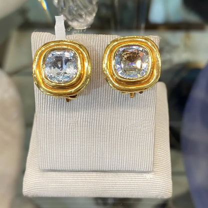 Earrings in gold 18k with Aquamarine, faceted