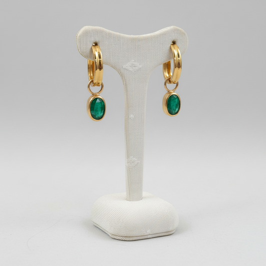 Earrings in steel with Emeralds and 14k gold - Dinos Virginia Jewelry