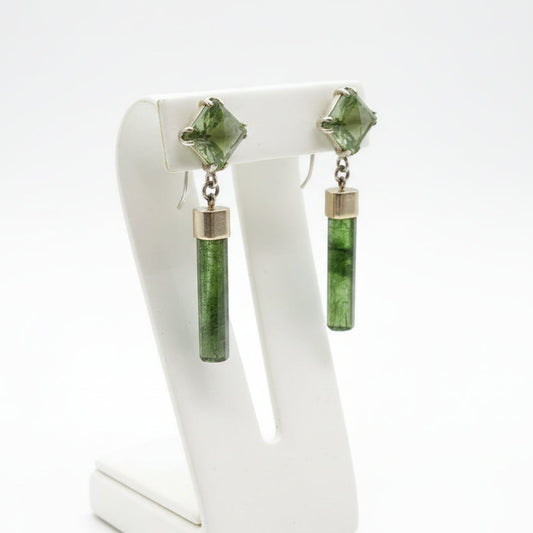 Earrings in sterling silver with green tourmalines - Dinos-Virginia