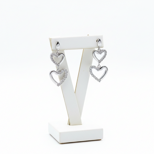 Earrings in white gold, 14k, heart earrings - Dinos Virginia Jewelry