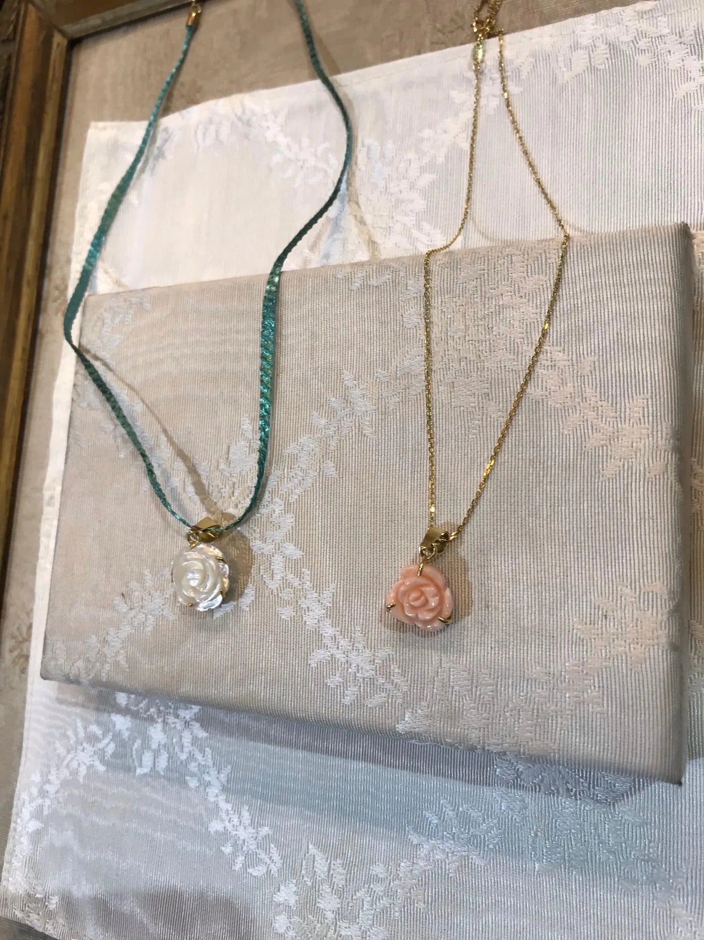 Flower medallion with gold, mother of pearl and 14k Gold, Medallion, Vintage Jewelry, Handmade pendant, Greek Jewelry - Dinos-Virginia