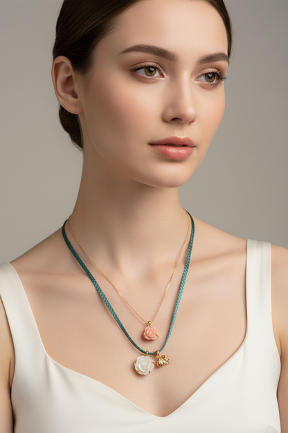 Flower medallion with gold, mother of pearl and 14k Gold, Medallion, Vintage Jewelry, Handmade pendant, Greek Jewelry