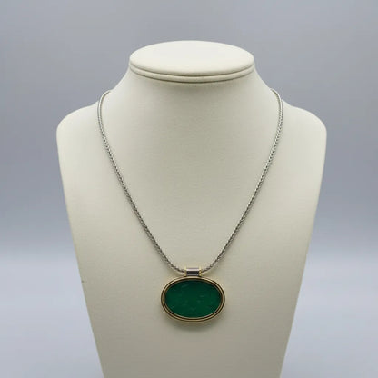 Gold and silver medallion with a seal stone green agate, Medallion