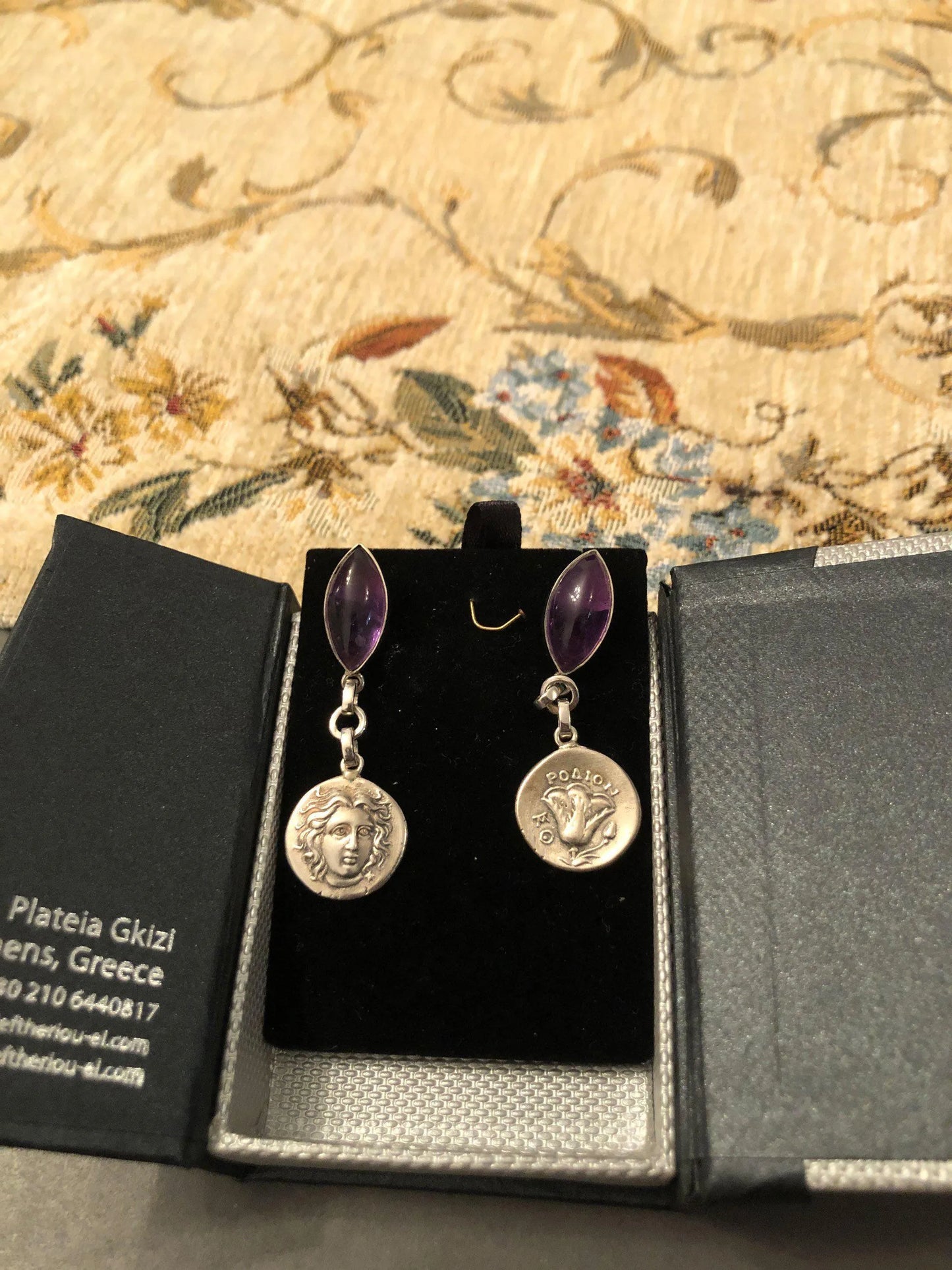 Greek Jewelry, Sterling silver Earrings, Solid silver Earrings, Greek Earrings,Gemstone Earrings - Dinos-Virginia