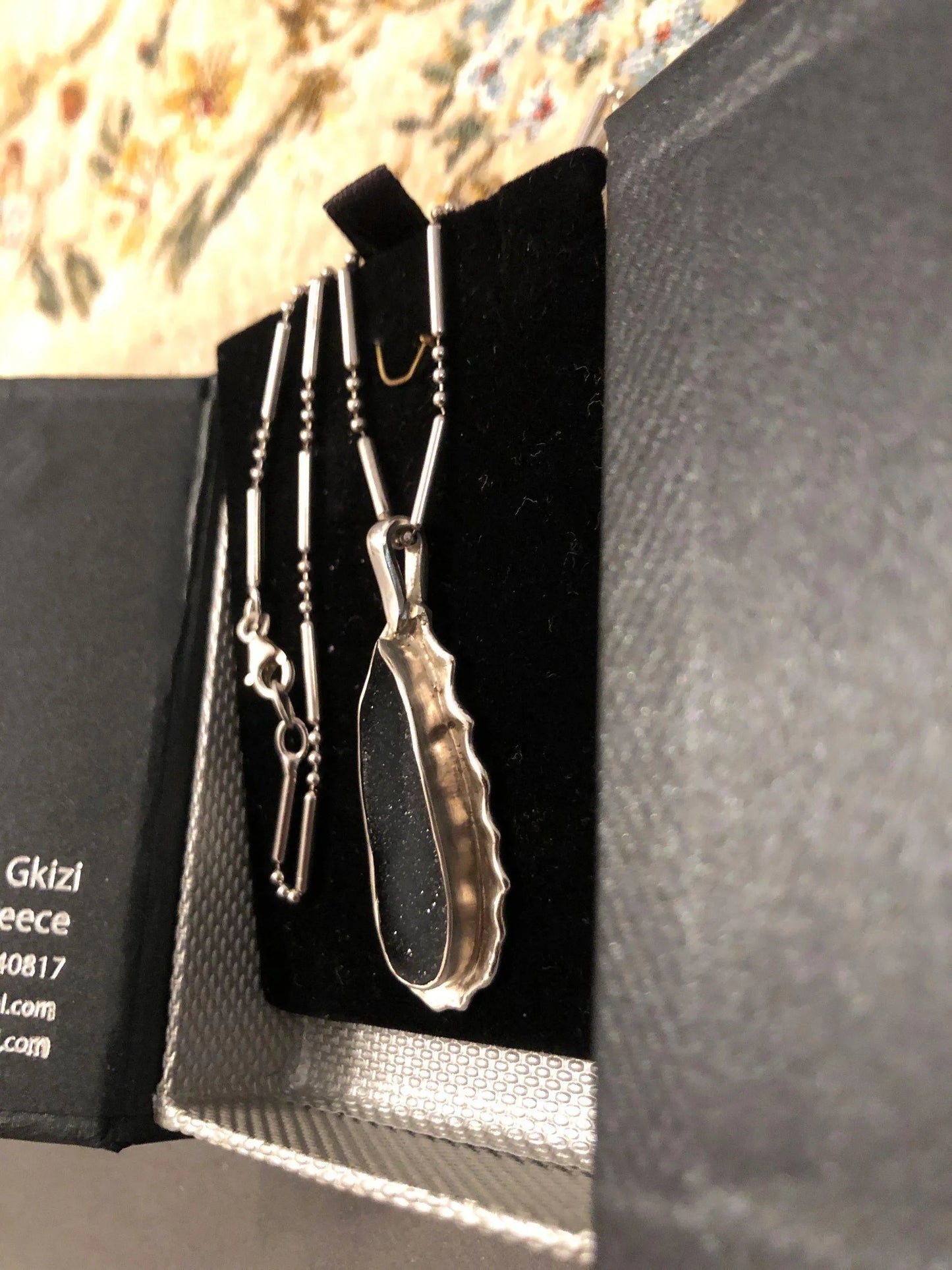 Greek Jewelry, Sterling silver Pendant, Solid silver Pendant, Greek Pendant, Raw Onyx pendant - Dinos-Virginia
