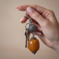 Keychain in sterling silver with authentic vintage yellow amber