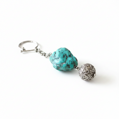 Sterling Silver Gemstone Keychain – Handmade Greek Jewelry (KEY-07)