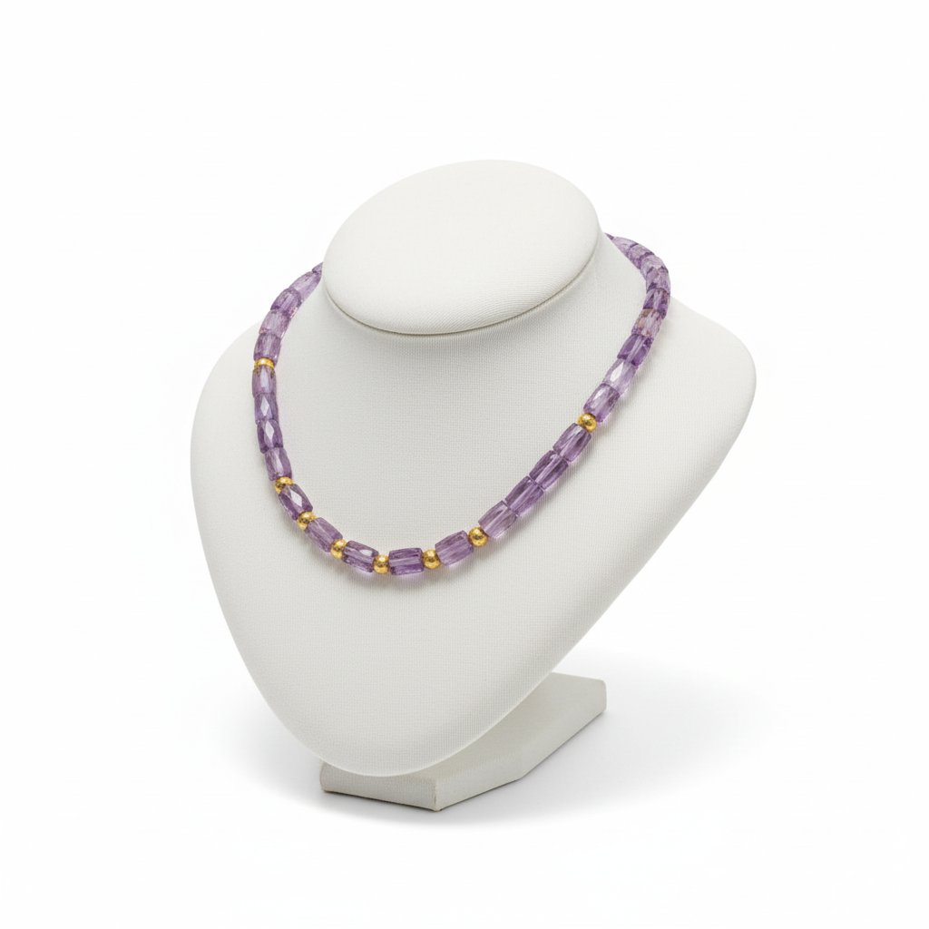 Necklace in 18k Gold with Amethyst (PE-99)
