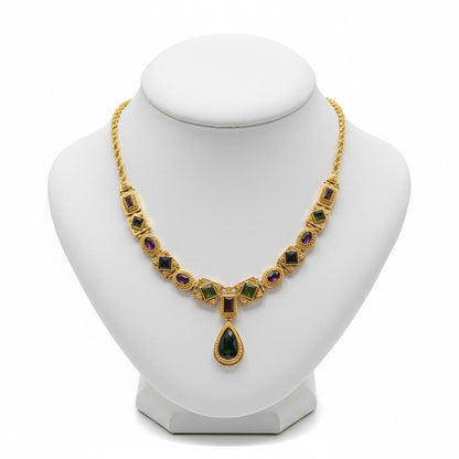 Necklace in 18k Gold with Pine Tree Tourmalines, Melon Tourmalines (PE-102)