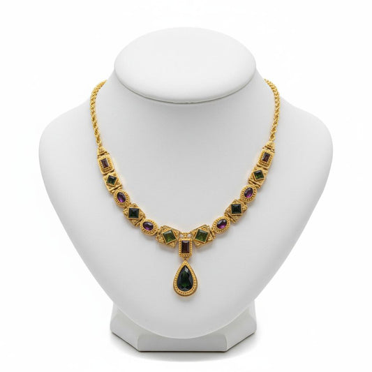 Necklace in 18k Gold with Pine Tree Tourmalines, Melon Tourmalines (PE-102)